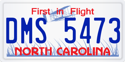 NC license plate DMS5473