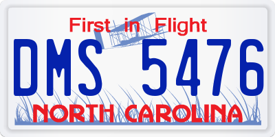 NC license plate DMS5476