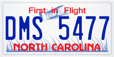 NC license plate DMS5477