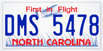 NC license plate DMS5478