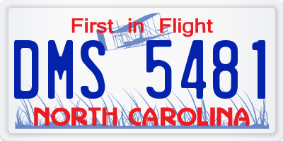 NC license plate DMS5481