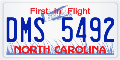 NC license plate DMS5492