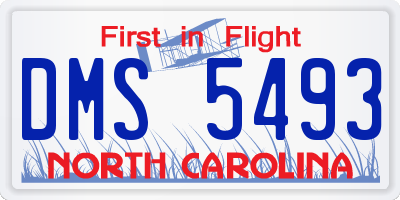 NC license plate DMS5493