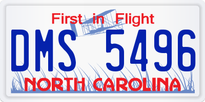 NC license plate DMS5496