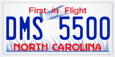 NC license plate DMS5500