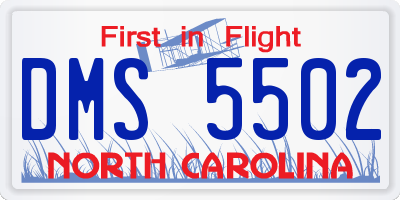 NC license plate DMS5502