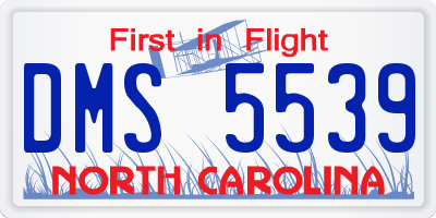 NC license plate DMS5539