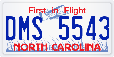 NC license plate DMS5543