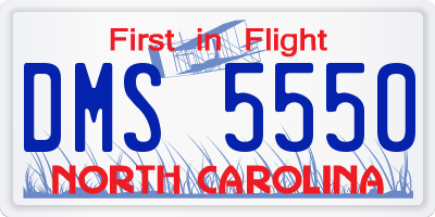NC license plate DMS5550