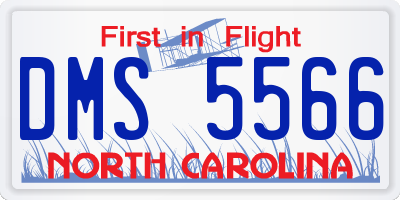 NC license plate DMS5566