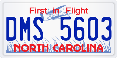 NC license plate DMS5603