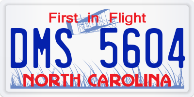 NC license plate DMS5604