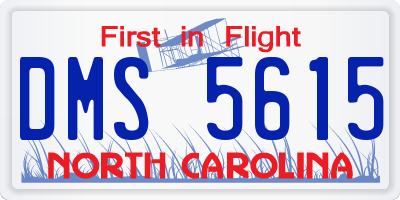 NC license plate DMS5615