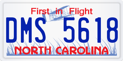 NC license plate DMS5618
