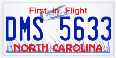 NC license plate DMS5633
