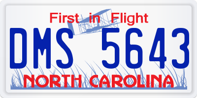 NC license plate DMS5643