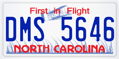 NC license plate DMS5646