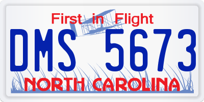 NC license plate DMS5673