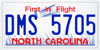NC license plate DMS5705