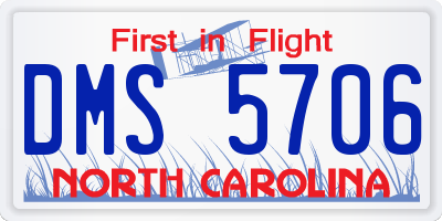 NC license plate DMS5706