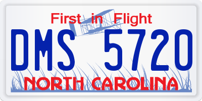 NC license plate DMS5720