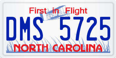NC license plate DMS5725