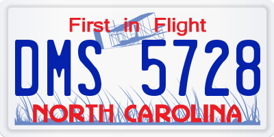 NC license plate DMS5728