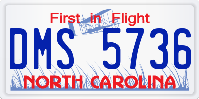 NC license plate DMS5736
