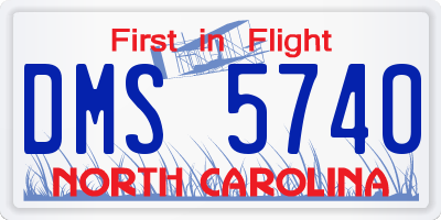 NC license plate DMS5740