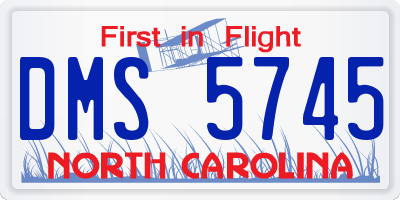 NC license plate DMS5745