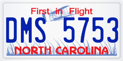 NC license plate DMS5753