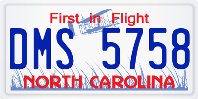 NC license plate DMS5758