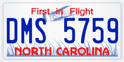 NC license plate DMS5759