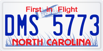 NC license plate DMS5773
