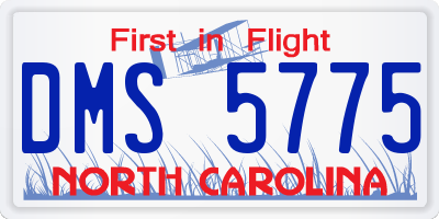 NC license plate DMS5775