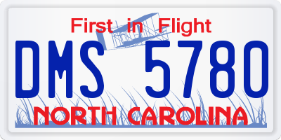 NC license plate DMS5780