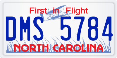 NC license plate DMS5784