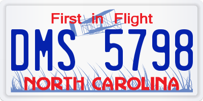 NC license plate DMS5798