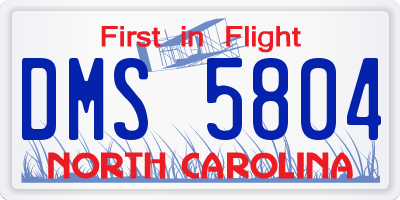 NC license plate DMS5804