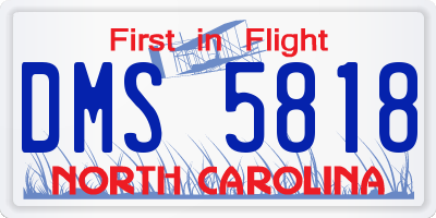 NC license plate DMS5818