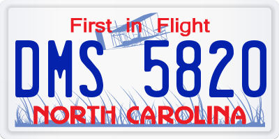 NC license plate DMS5820