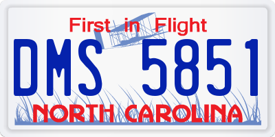 NC license plate DMS5851