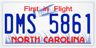 NC license plate DMS5861