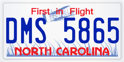 NC license plate DMS5865