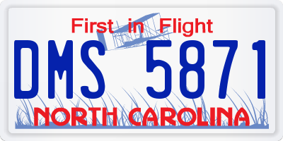 NC license plate DMS5871
