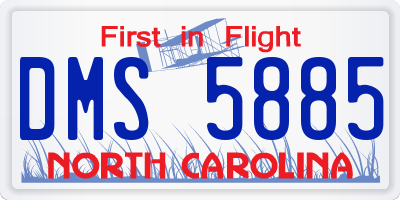 NC license plate DMS5885