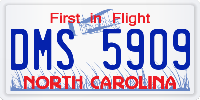 NC license plate DMS5909