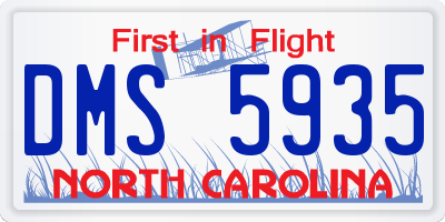 NC license plate DMS5935