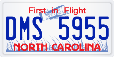 NC license plate DMS5955