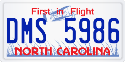 NC license plate DMS5986